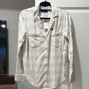 Abercrombie & Fitch Cream Checkered Button Down Shirt